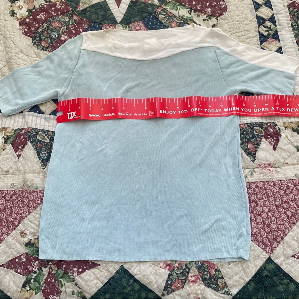 Vintage Mugler blue and white top